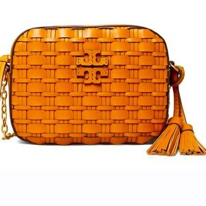 🌞New Tory Burch McGraw Woven Camera Bag 🌻Squash